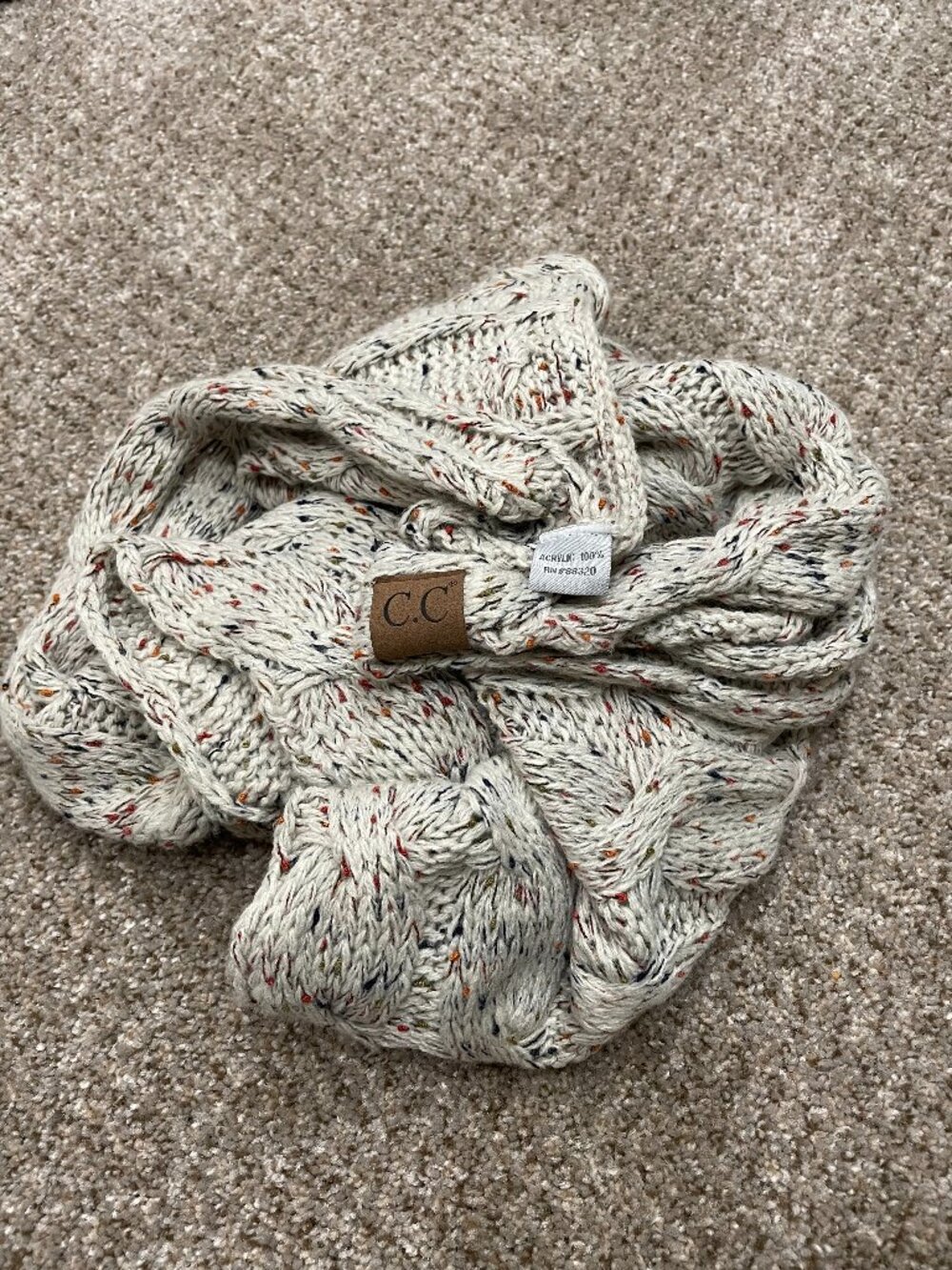 C.C. Women's Tan Chunky Knit Infinity Scarf One Size